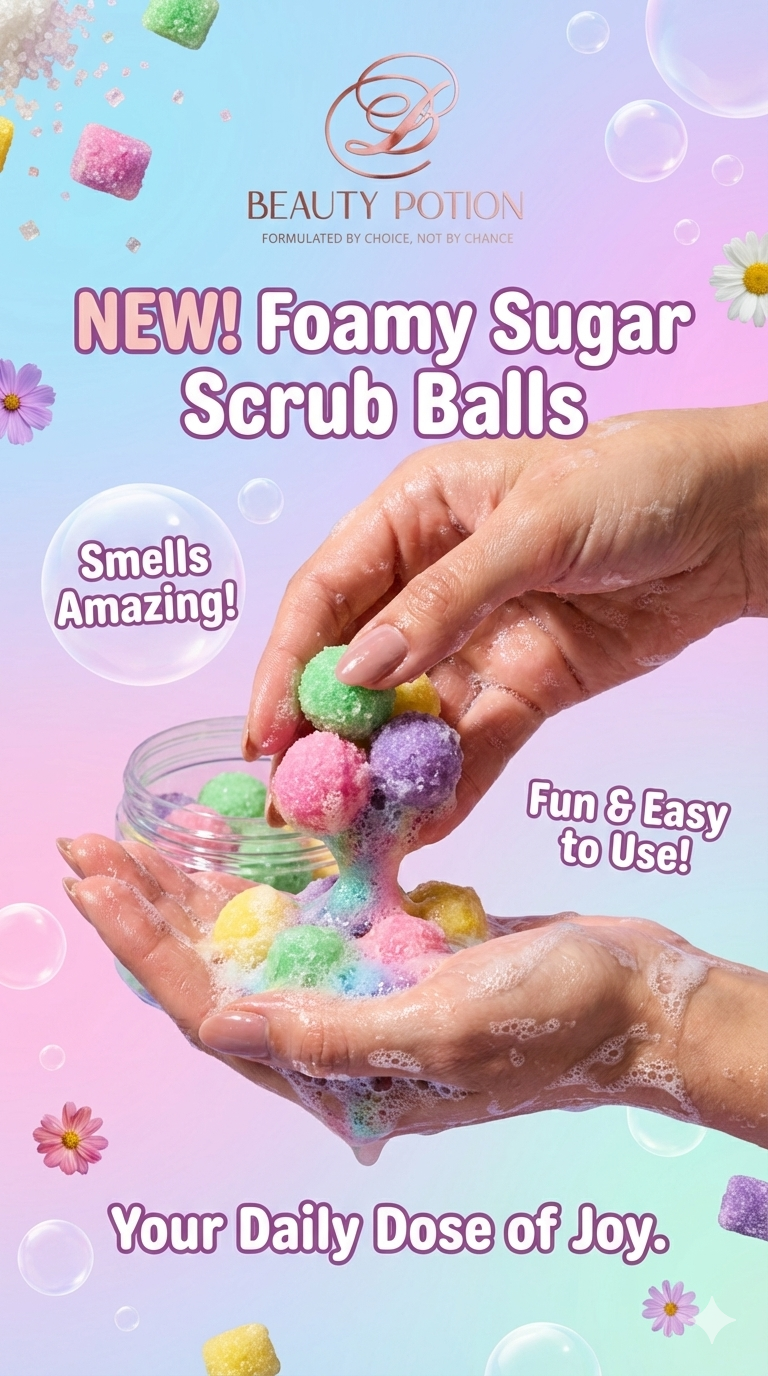 Foamy sugar scrub balls